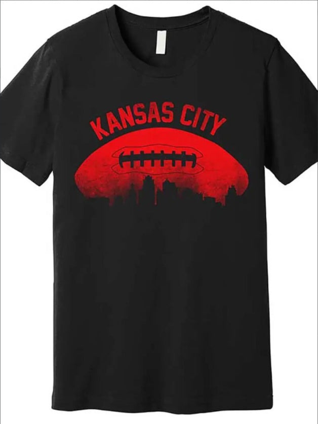 Men's KC Football Graphic Print Crew Neck Short-sleeved T-shirt