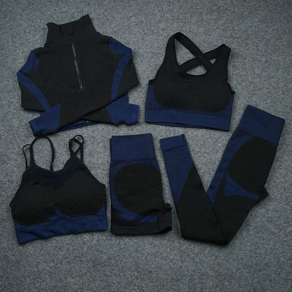 Quick-drying Knitted Zipper Long-sleeved Tights Gym Suit