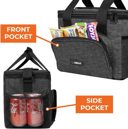 Soft Cooler Bag, Insulated Collapsible Lunch Cooler Bag for Men Work Camping Beach Travel, Portable Soft Sided Leakproof Waterproof Large Lunch Bag Box with Shoulder Strap 18 Cans, Charcoal Gray