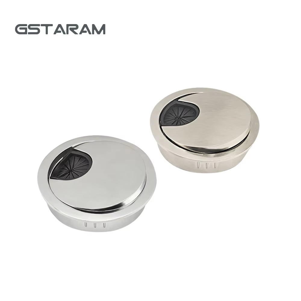 Custom Desk Office Grommet Cable Tray Cover Aluminum Alloy Brush Cable Box Wire Cable Hole Cover Grommet Flexible Desk Grommet