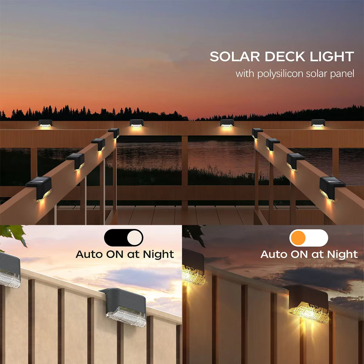 4 Solar LED Bright Deck Lights Outdoor Garden Patio Railing Decks Path Lighting Outdoor Garden Light Deck Lamp Solar Stairs Light