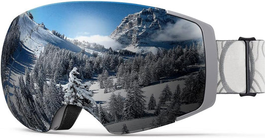 Ski Goggles PRO - Frameless, Interchangeable Lens 100% UV400 Protection Snow Goggles for Men & Women