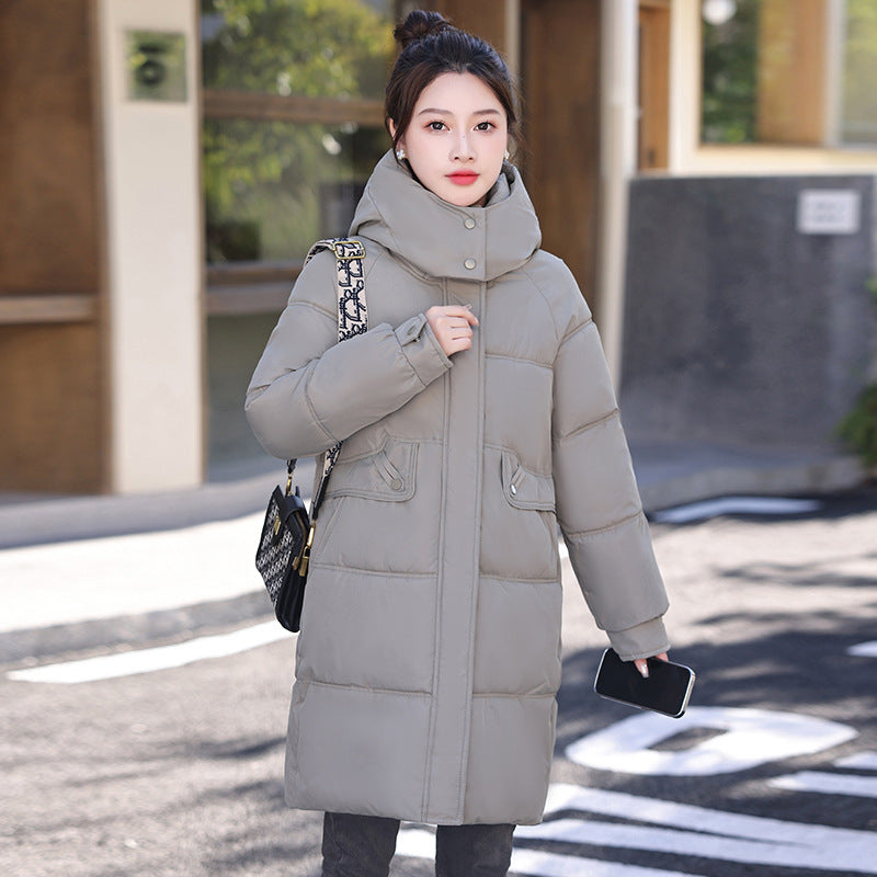 Mid-length Fashion Cotton-padded Jacket Simple