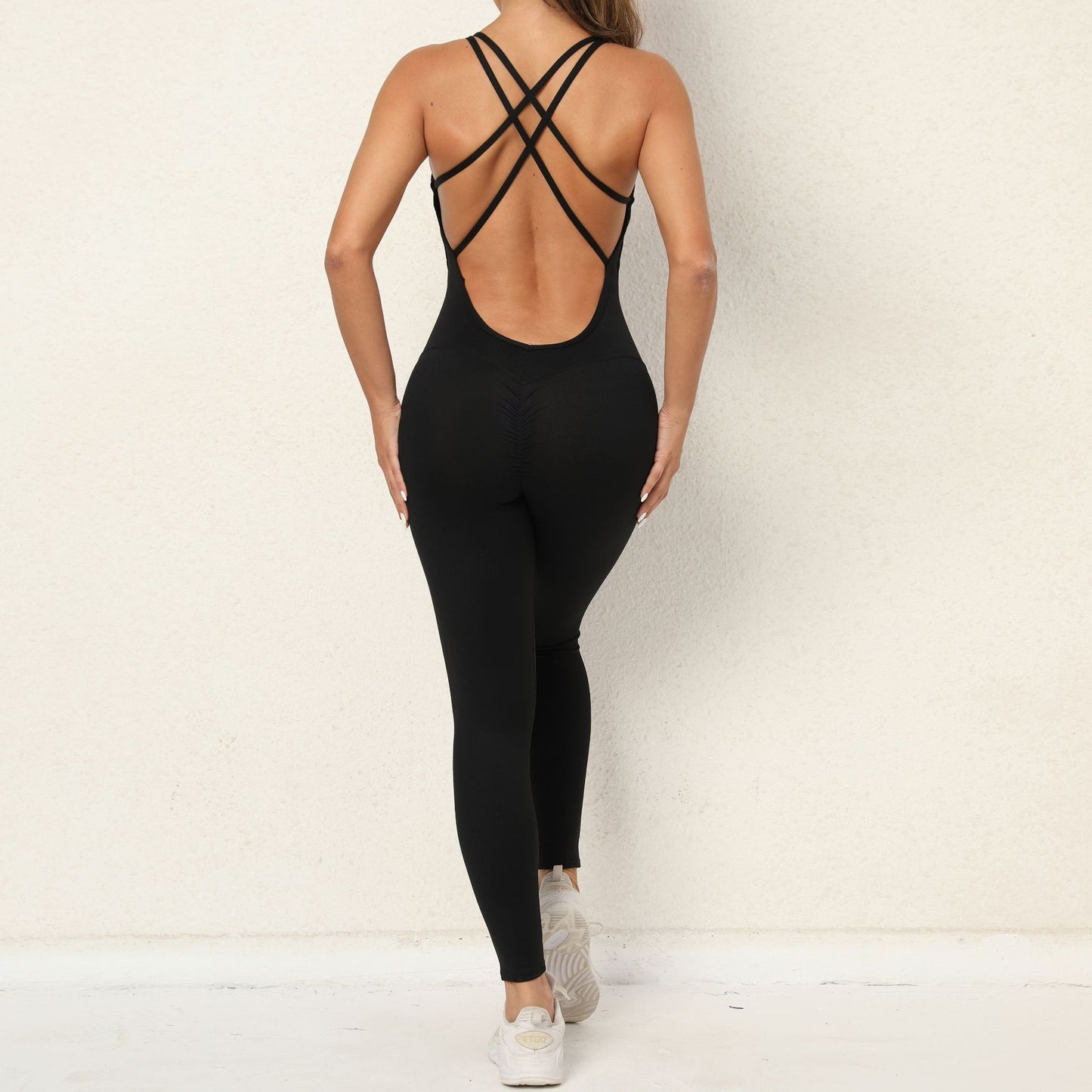 Yoga Jumpsuit With Cross-strap Back Design