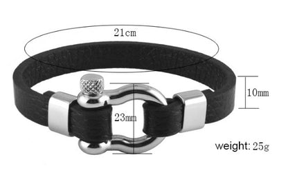 Titanium steel leather bracelet men