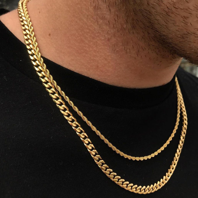 Temperament Fashion Cube Rope Chain Men Necklace