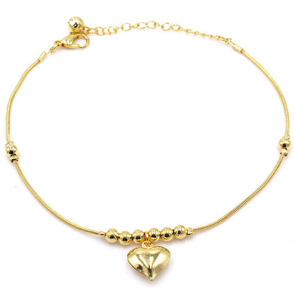 Fashionable Golden Heart-shaped Pendant Anklet