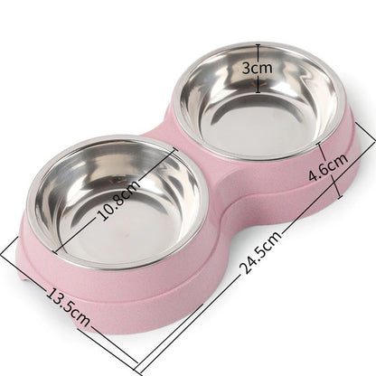 Double Pet Bowls Dog Food Water Feeder Stainless Steel Pet Drinking Dish Feeder Cat Puppy Feeding Supplies Small Dog Accessories