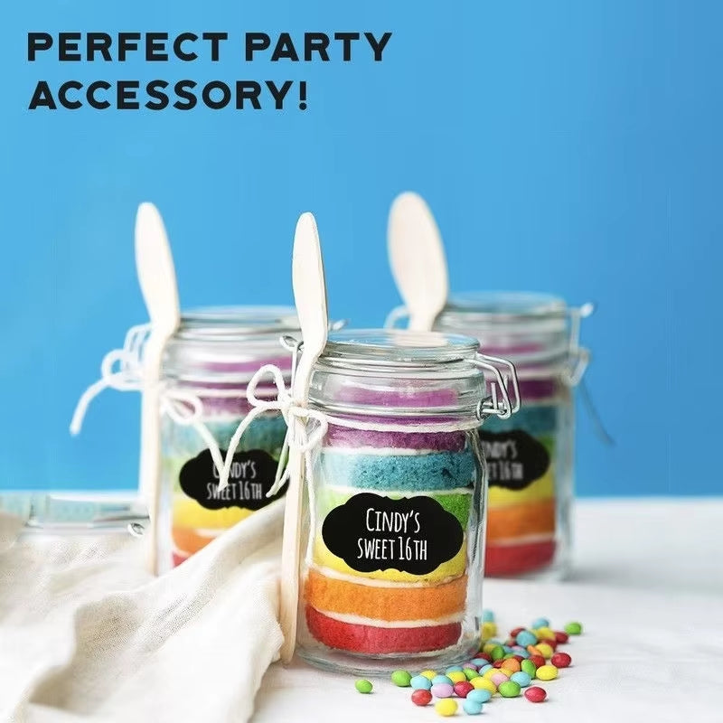 50Pcs/Sets Jars Labels Erasable Chalkboard Labels Waterproof Spice Sticker Craft Kitchen Blackboard Sticker Bottles Tag with Pen