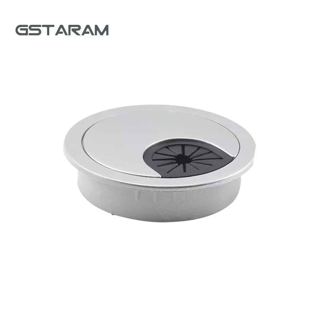 Custom Desk Office Grommet Cable Tray Cover Aluminum Alloy Brush Cable Box Wire Cable Hole Cover Grommet Flexible Desk Grommet