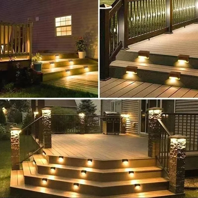 4 Solar LED Bright Deck Lights Outdoor Garden Patio Railing Decks Path Lighting Outdoor Garden Light Deck Lamp Solar Stairs Light